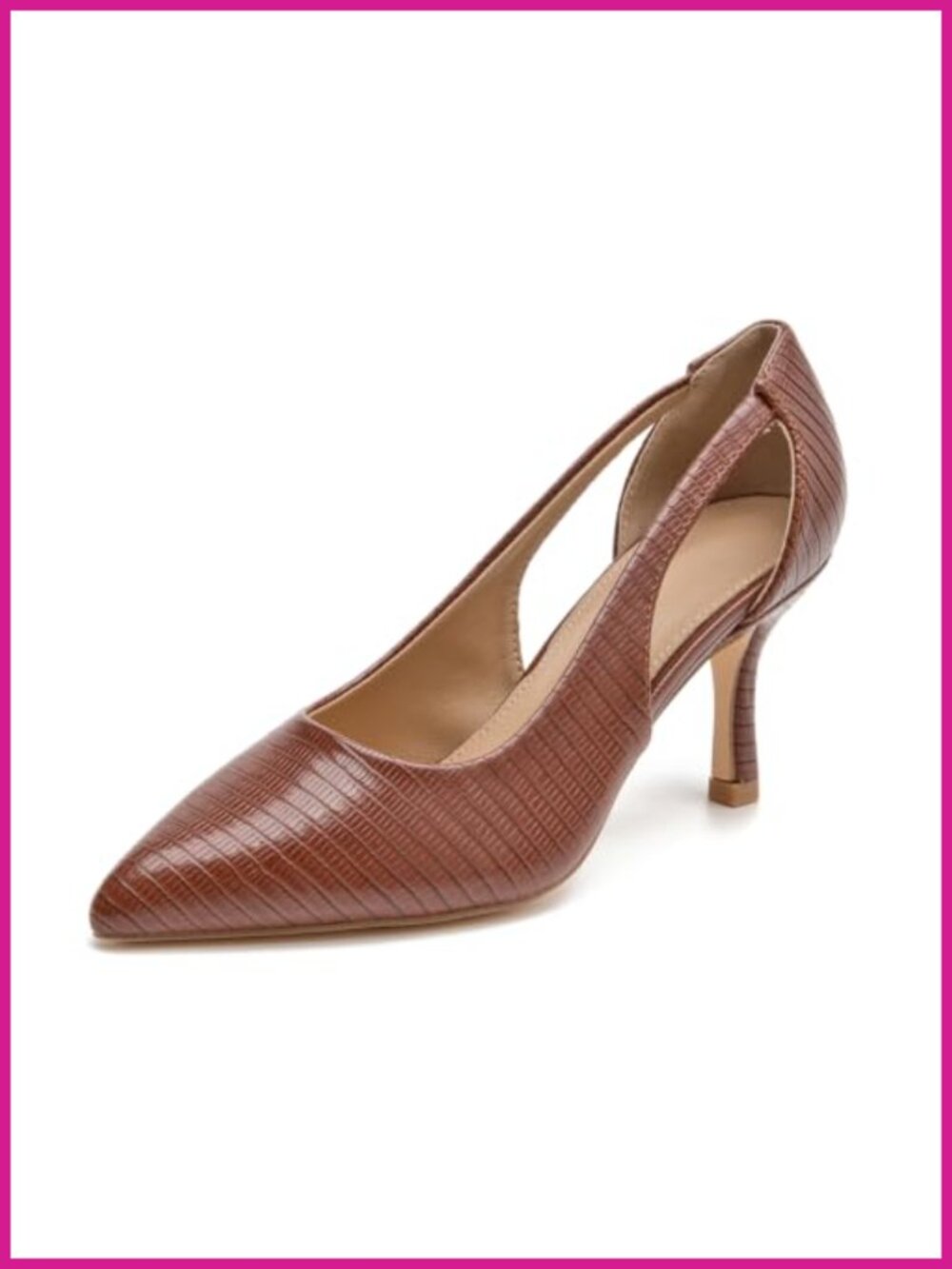 Women's Kitten Heel Pumps Pointed Toe Side Cutout Office Dress Shoes
